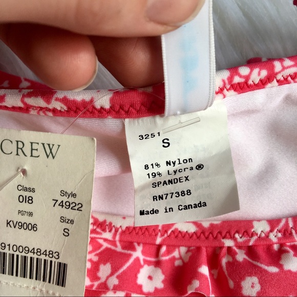 NWT J Crew bikini bottom pink white ruffle S - Picture 3 of 7